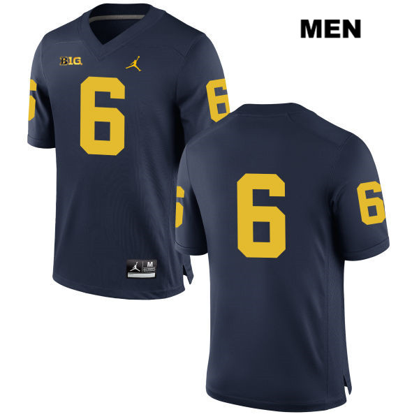 Men's NCAA Michigan Wolverines Michael Barrett #6 No Name Navy Jordan Brand Authentic Stitched Football College Jersey VG25P13EH